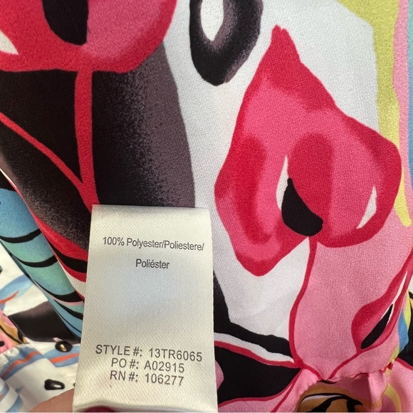 Hale Bob Elbise maxi Dress XS Tropical Floral Tiered Bow Button Down Colorful - Picture 7 of 15